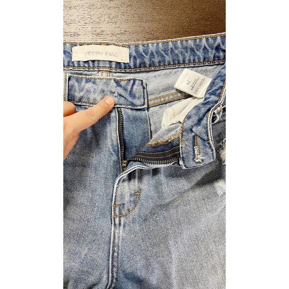 Hidden Jeans Fray Hem "What's Left To Say I'm Not Okay" High Waist Jeans Size 29 - Picture 4 of 6
